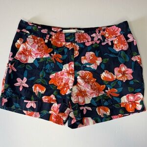 Joe Fresh Floral Cotton Shorts Women’s Size 6 Navy Pink Orange Summer Casual